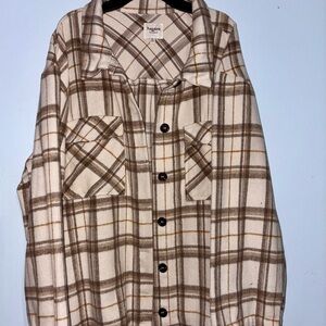 Women's Plaid Jacket - Brown and Cream